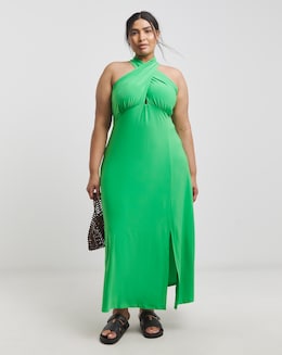 Green Halterneck Maxi Dress - Image