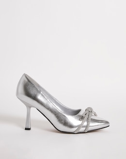 Diamante Knot Heeled Shoes Ex Wide Fit - Image