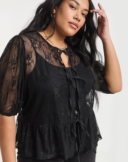 Simply Be Lace Tie Front Top - Image