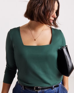 Long Sleeve Square Neck Top - Image