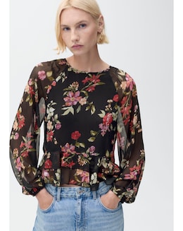 Mango Floral Ruffled Blouse - Image