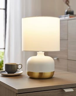 White and Gold Touch Table Lamp - Image