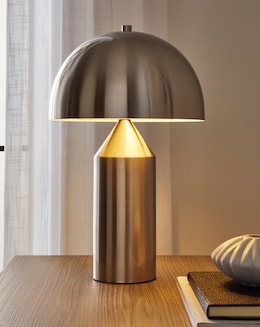 Satin Silver Dome Table Lamp - Image