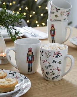 Merry Berries &amp; Bows Nutcracker Set of 4 Mugs