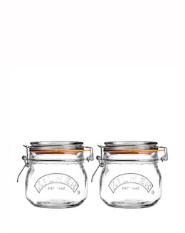 Kilner Set of 2 Clip Top Square Jars 0.5l