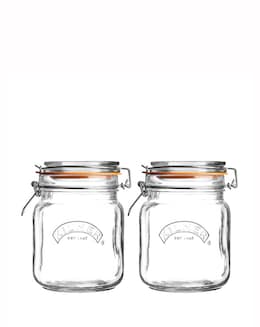Kilner Set of 2 Clip Top Square Jars 1l