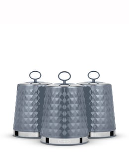 Tower Solitaire Set Of 3 Canisters - Grey