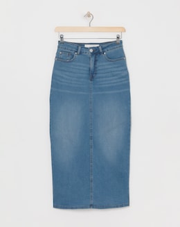 Blue High Waist Super Soft Maxi Skirt - Image