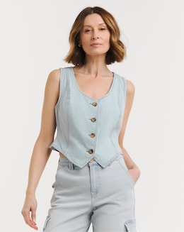 Light Blue Denim Waistcoat - Image