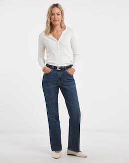 Mid Blue Authentic Straight Leg Jeans