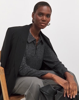 Zip Front Long Sleeve Longline Top - Image