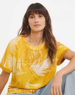 Woven Front Curved Hem Longline Top - Image