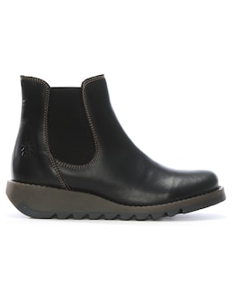 Fly London Salv Black Leather Wedge Chelsea Boots