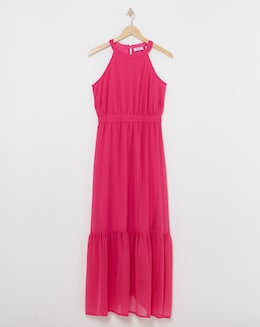 Simply Be Pink Halterneck Tiered Dress