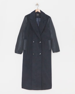 Navy Hybrid Bomber Longline Coat - Image