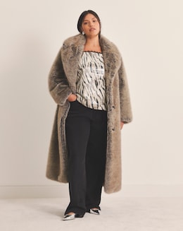 Simply Be Natural Faux Fur Maxi Coat