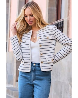 Sosandar Striped Boucle Jacket