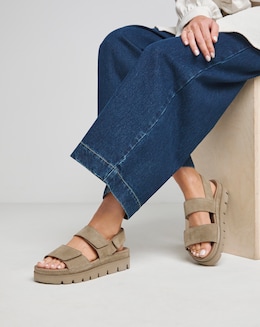 Chunky Suede Sandals Extra Wide - Image