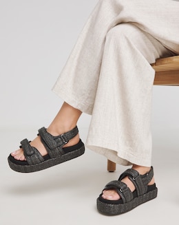 Raffia Chunky Footbed Sandal Wide - Image