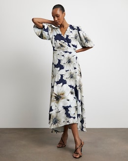 Joanna Hope Wrap Dress With Puff Sleeves - Image
