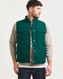 Green Square Quilt Padded Gilet - Image