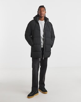 Black Mid Length Puffer Jacket - Image