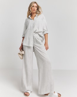 Linen Wide Leg Trousers - Image