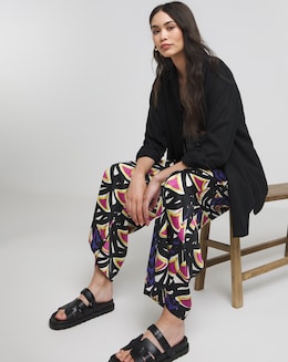 Geo Print Satin Wide Leg Trousers - Image