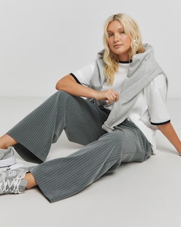 Drawcord Waist Wide Leg Trousers - Image