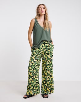 Wide Leg Spun Viscose Trousers - Image