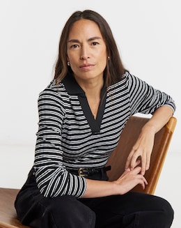 Ribbed Stripe Long Sleeve Top - Image