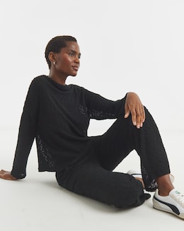 Boucle Wide Leg Jogger - Image