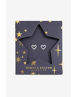 Simply Silver Sterling Silver 925 CZ Open Heart Earrings - Gift Sleeve