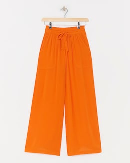 Crinkle Tie Waist Wide Leg Trouser - Image
