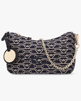 Emporio Armani Canvas Jacquard Navy Denim Baguette Bag