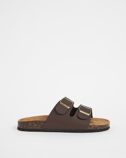 Brown Buckle Strap Sandals Wide - Image