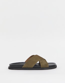 Cross Strap Suede Sandal Wide - Image