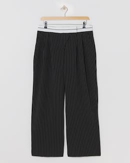 Turnover Waistband Pinstripe Trousers - Image