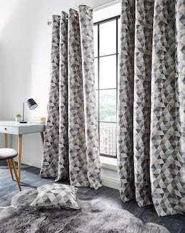 Zada Linear Geo Jacquard Eyelet Curtains