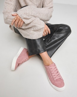 Scalloped Edge Lace Up Trainer Wide Fit - Image