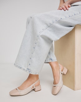 Block Heel Slingback Shoes Ex Wide Fit - Image