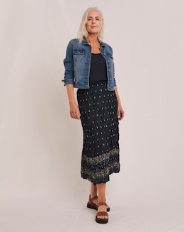 Julipa Printed Crinkle Reversible Skirt - Image