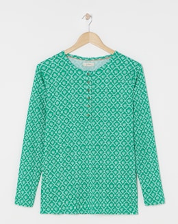 Julipa Pure Cotton Ribbed Henley Top - Image