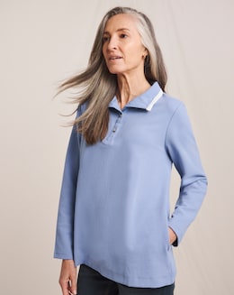 Julipa Button Neck Cotton Sweatshirt - Image