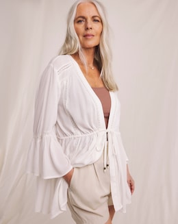 Julipa Crinkle Tie Front Kimono - Image
