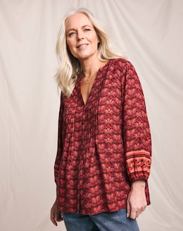 Julipa Printed Pintuck Blouse - Image