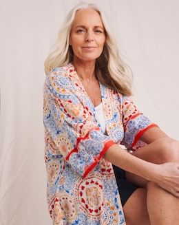 Julipa Printed Embroidered Kimono - Image