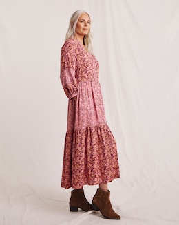 Julipa Tiered Mix Print Midi Dress - Image