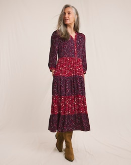 Julipa Mixed Print Tiered Midi Dress - Image