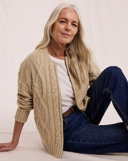 Julipa Cable Knitted Bomber Jacket - Image